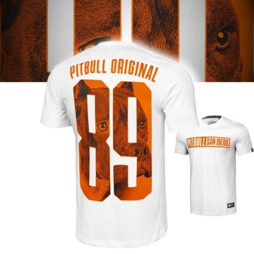 PITBULL T-SHIRT LEKKA KOSZULKA MĘSKA NADRUK EIGHTY NINE DOG 170g BIAŁA M