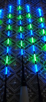 Сине-зеленый светящийся поплавок - 7 грамм + батарейка + трубка + капля