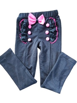 Spodnie 116 legginsy z kokardką i guziczkami