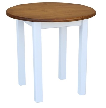 STÓŁ KUCHENNY DREWNIANY OKRĄGŁY 70 CM DWA KOLORY BIAŁY+DĄB