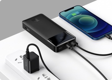 BASEUS POWER BANK 20000 мАч POWERBANK 15 Вт PD 3X USB-C КАБЕЛЬ USB-C TYPE-C 3A