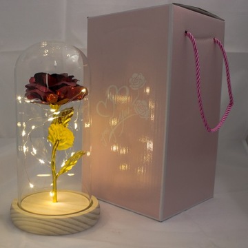 ИСКУССТВЕННАЯ ВЕЧНАЯ РОЗА В СТЕКЛЕ НОЧНИК ПОДАРОК ​​НА ДЕНЬ ВАЛЕНТИНА ДЛЯ НЕЕ