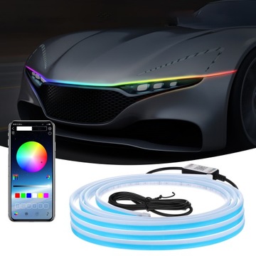 180cm RGB LED STRIP LIGHT OSŁONA REFLEKTORA SAMOCHODOWEGO NA MASKĘ SILNIKA