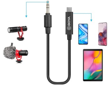 Boya BY-K2 - переходник, кабель (3,5мм TRS jack - USB Type-C), 20см
