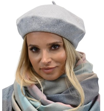 Damski Beret w stylu francuskim Jasny Szary