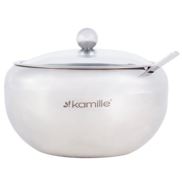 СТАЛЬНАЯ САХАРНИЦА С ЛОЖКОЙ И КРЫШКОЙ САХАРНИЦА KAMILLE