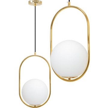 LAMPA SUFITOWA WISZĄCA ŻYRANDOL KULA MLECZNA GOLD APP473