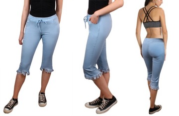 SPODENKI krótkie RYBACZKI jeans CZARNY E118 34/36