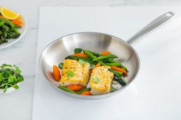 Стальная сковорода GHIDINI 24 см, итальянская нержавеющая сталь 18/10, до 300°C