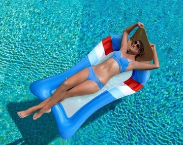 MATERAC DMUCHANY PŁYWAJĄCY PONTON LEŻANKA hamak wodny niebieski /czerwony