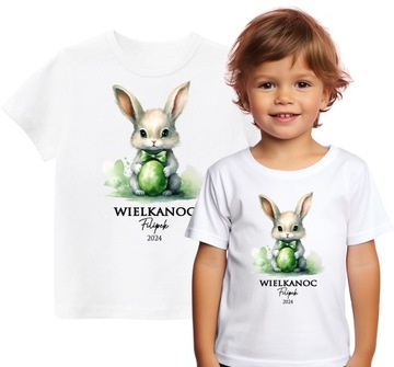 Koszulka T-shirt Zajączek Wielkanocny Pisanki Wielkanoc IMIĘ r. 134