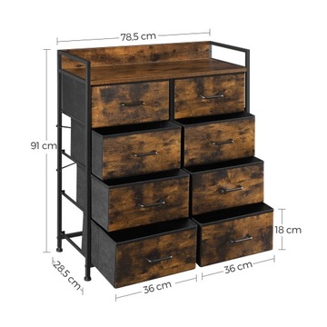 Комод в стиле ретро-лофт с текстильными ящиками