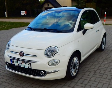 Fiat 500 II Seria 4 1.2 69KM 2017 Fiat 500 1.2 Lounge szklany dach jasny środek ładny zadbany bezwypadkowy