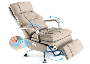 Ergonomiczne krzesło biurowe z oparciem i podnóżkiem ze skóry PU Hipappy