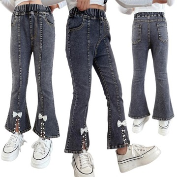 SPODNIE dziewczęce miękki jeans elastyczne z Gumką