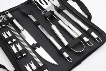 Zestaw do grilla akcesoria przybory do grillowania stal nierdzewna 18el.