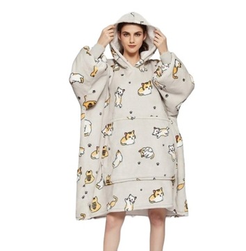 CIEPŁA BLUZA KOC OVERSIZE FUTRZAK 2W1 GRUBA XXL