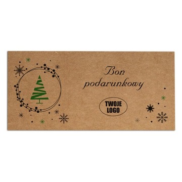 100 szt. eko firmowe bony karty podarunkowe z LOGO