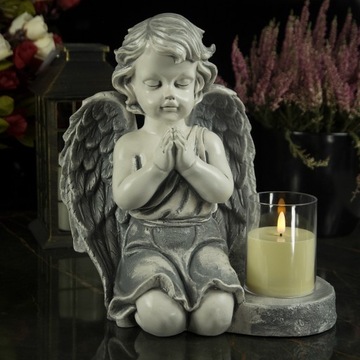 БОЛЬШАЯ СЕРАЯ СВЕЧА + СВЕЧА, ГИПСОВАЯ ФИГУРКА ГРОБНИЦЫ, СВЕТОДИОДНАЯ ЛАМПА 3XAAA