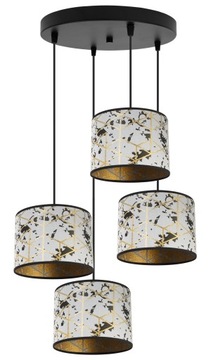 LAMPA WISZĄCA ŻYRANDOL SUFITOWA ABAŻUR WZÓR ZŁOTO