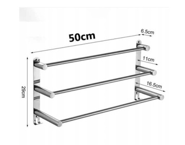 3-poziomowy wieszak na ręczniki naścienny 50CM
