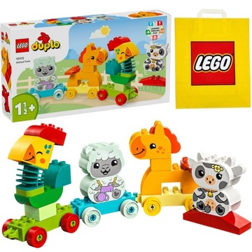 LEGO DUPLO 10412 POCIĄG ZE ZWIERZĘTAMI Klocki dla przedszkolaka + TORBA