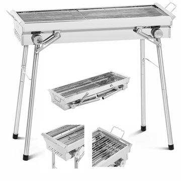 Grill węglowy składany z rusztem 43 x 25 cm STAL gril gryl