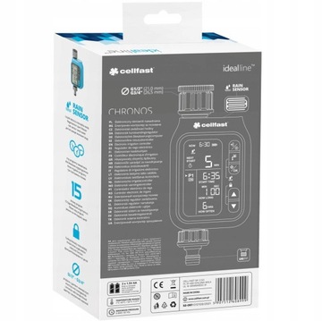 Elektroniczny sterownik nawadniania Chronos Ideal CELLFAST czujnik deszczu