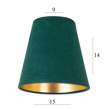 ABAŻUR z weluru do lampy ZIELONY 9/15 wys 14