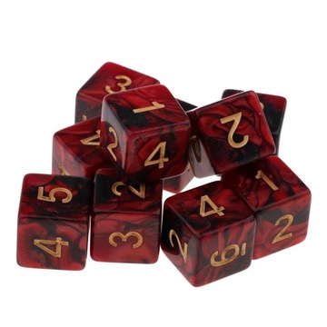 10pcs D6 POLYHEDRAL mm Set Double Colors Six Sided Red+Black