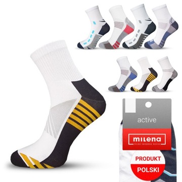 7x Skarpety męskie bawełniane MILENA ACTIVE skarpetki sportowe białe *41-43