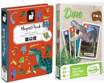 MAGNETIBOOK UKŁADANKA DINOZAURY JANOD + KARTY 2w1 PIOTRUŚ I MEMO DINOZAURY