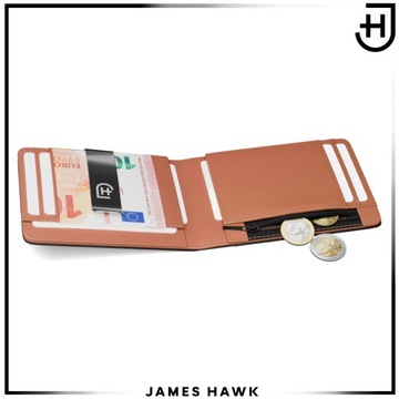 James Hawk Smart Wallet skórzany portfel męski Slim 1,5 cm Czarny Brąz RFID