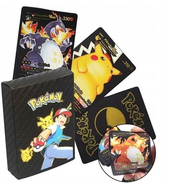 POKEMON CZARNE KARTY KOLEKCJONERSKIE DO GRY 55 SZTUK GOLDEN CZARNE PIKACHU