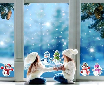 Новогодние наклейки СНЕГОВИК на окна, СТЕНЫ, новогодние украшения