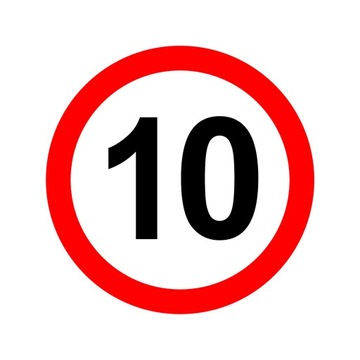 NAKLEJKA OGRANICZENIE PRĘDKOŚCI 10km ZNAK śr20 cm