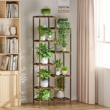 ДЕРЕВЯННАЯ ПОДСТАВКА ДЛЯ ЦВЕТОВ ЦВЕТОЧНЫЕ кашпо РАСТЕНИЯ КНИЖНЫЙ ШКАФ С 9 ПОЛКАМИ