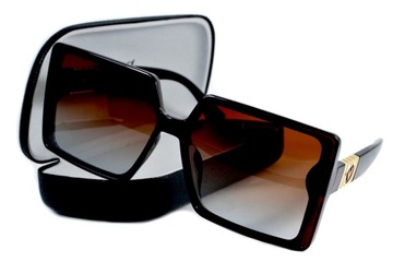 DAMSKIE DUŻE OKULARY PRZECIWSŁONECZNE POLARYZACYJNE GLAMOUR OVERSIZE Z ETUI