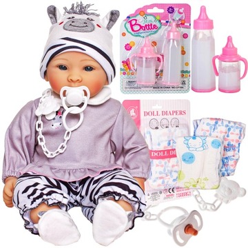 Lalka bobas DŹWIĘK + SMOCZEK + PAMPERSY + BUTELKI