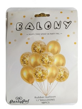Balony złote x10 zestaw urodziny wieczór panieński