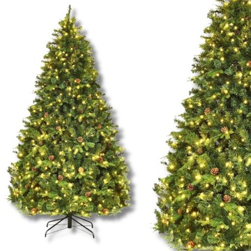 SZTUCZNA CHOINKA ŚWIĄTECZNA 225 CM Z OŚWIETLENIEM LED ŚWIATEŁKA WYSOKA