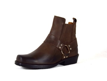 BUTY KAWALERYJKI BRĄZOWE KOWBOJKI SKÓRA KST
