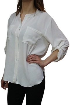 РУБАШКА ЖЕНСКАЯ С ВОРОТНИКОМ-СТОЙКОЙ, ДЛИННЫМ РУКАВОМ, БЕЛАЯ