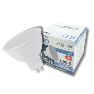 ŻARÓWKA LED MR16 8W 12V AC/DC 6500K 640lm 120° ZIMNA