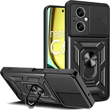 Чехол ARMOR для Realme C67 4G + 9H СТЕКЛЯННЫЙ ЧЕХОЛ С СДВИЖНЫМ КОЛЬЦОМ ЗАЩИТА КАМЕРЫ