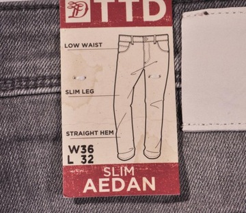 TOM TAILOR spodnie GREY jeans SLIM AEDAN _ W36 L32