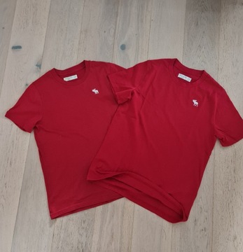 Abercrombie kids 11 - 14 lat dwie koszulki stretch bawełna czerwone