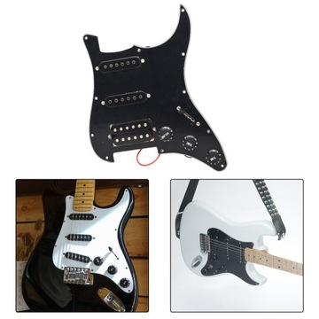 Pickguard do gitary, okablowany, przenośny, 11-otworowy, okablowany w stylu vintage, SSH, czarny