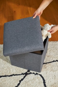 Пуф складной с местом для хранения серый SMUKEE 38x38x38