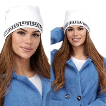 CZAPKA DAMSKA KOBIECA CIEPŁA MODNA WZÓR PRODUKT POLSKI KOLOR BIAŁY 2195